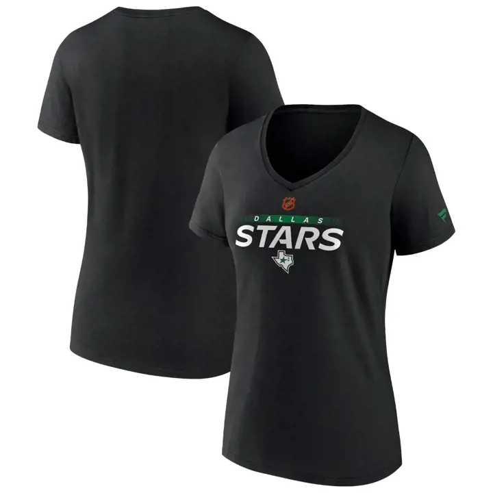 T-shirt femme col V manches courtes NHL Dallas Stars 23 noir
