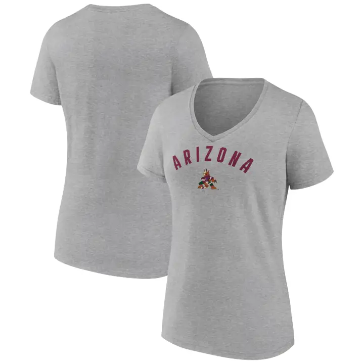 T-shirt à col en V à manches courtes pour femme Arizona Coyotes NHL 23 gris acier