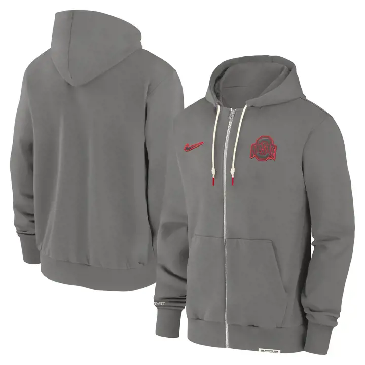 OHIO STATE BUCKEYES NCAA SWEAT À CAPUCHE EN TISSU DRI-FIT FZ POUR HOMME 24 GRIS/IVOIRE