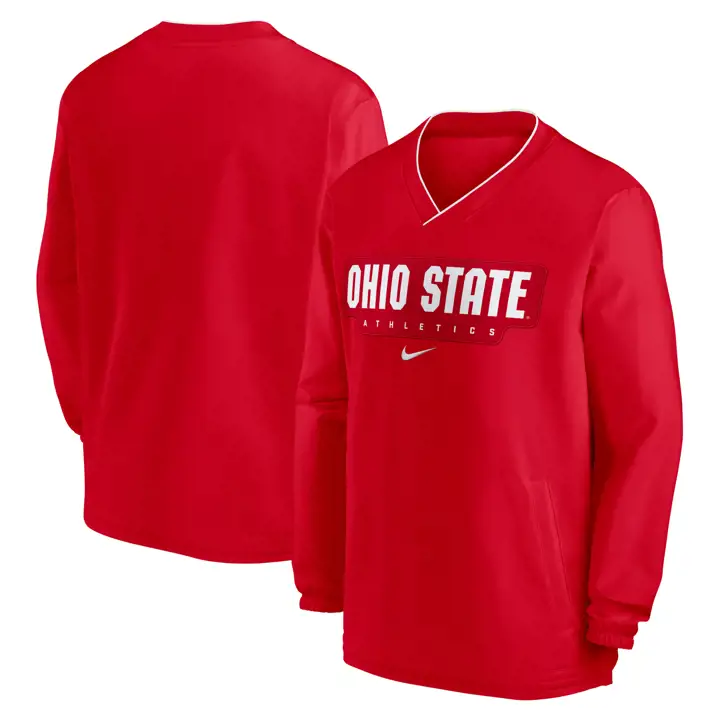 OHIO STATE BUCKEYES NCAA COUPE-VENT LATÉRAL LS ROUGE/ROUGE/BLANC
