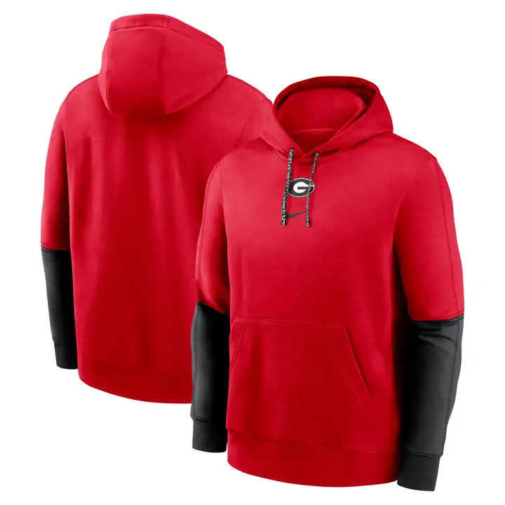 GEORGIA BULLDOGS NCAA TEAM ISSUE CLUB HOODIE MOLLETONNÉ 24 ROUGE/N