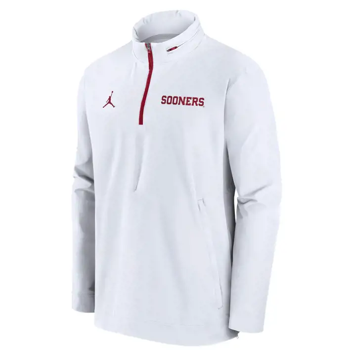 Veste légère d'entraîneur NCAA OKLAHOMA SOONERS 24 BLANC/ROUGE CRIMSON