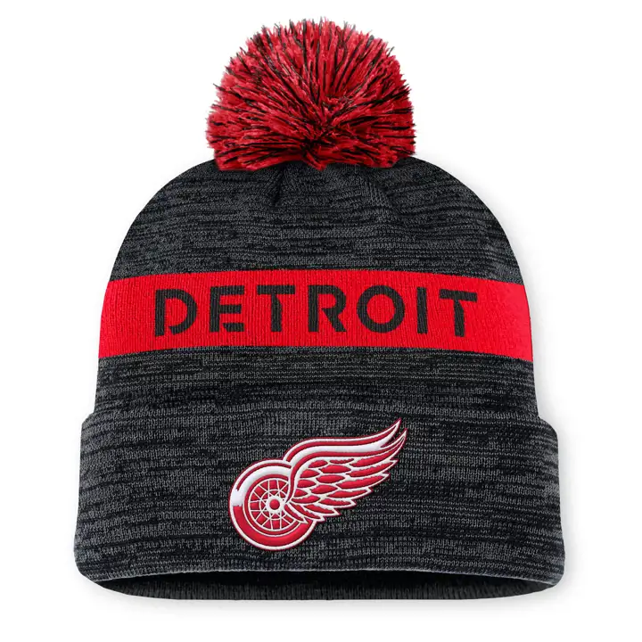 Bonnet à pompon AP LNH 24 des Red Wings de Détroit NOIR