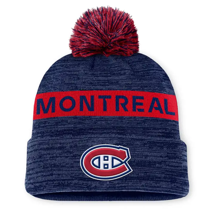 Bonnet à pompon avec revers 24 NHL AP des Canadiens de Montréal NAVY