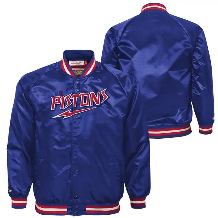 Detroit Pistons NBA Jeune Veste en satin M&N bleue