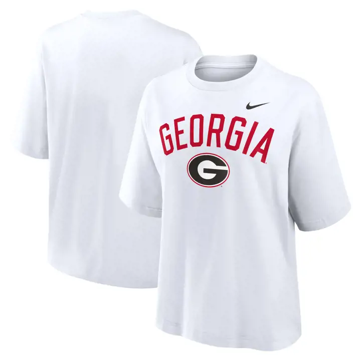 GEORGIA BULLDOGS NCAA CROP-TOP BOXY EN COTON POUR FEMME 24 wht