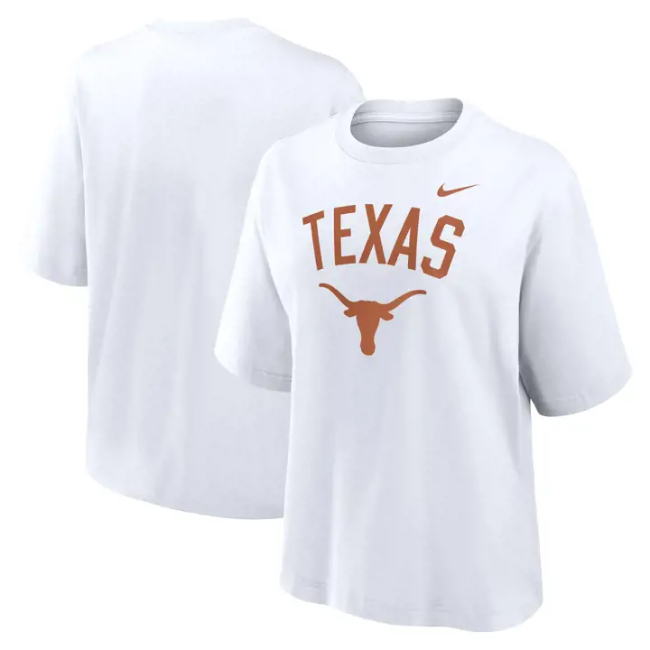 TEXAS LONGHORNS NCAA FEMMES COTON CAMPUS COUPE COURTE AMPLE 24 BLANC