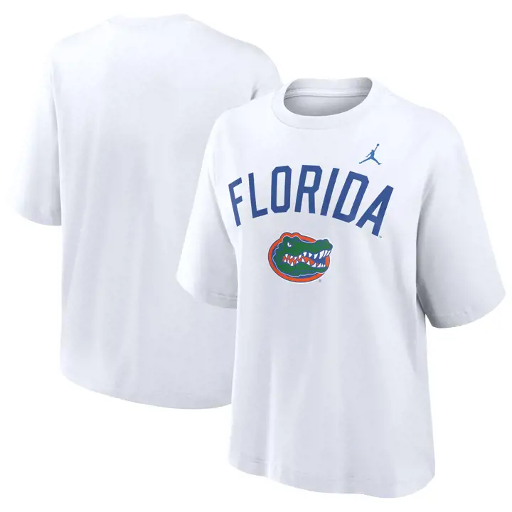 T-SHIRT COURT BOXY FEMME FLORIDA GATORS NCAA COTTON CAMPUS 24 BLANC