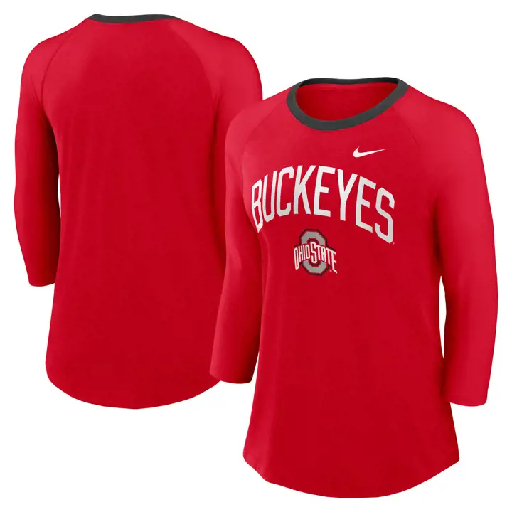 OHIO STATE BUCKEYES NCAA TEE FEMME TRIBLEND 3/4 24 rouge/ re