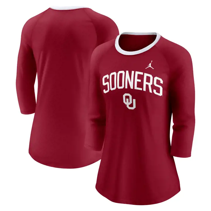 OKLAHOMA SOONERS NCAA TEE FEMME TRIBLEND 3/4 24 écarlate/blanc