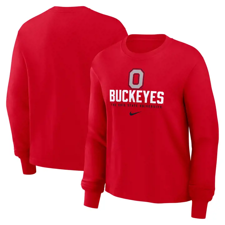 T-SHIRT MANCHES LONGUES AMPLE FEMME OHIO STATE BUCKEYES NCAA 24 rouge