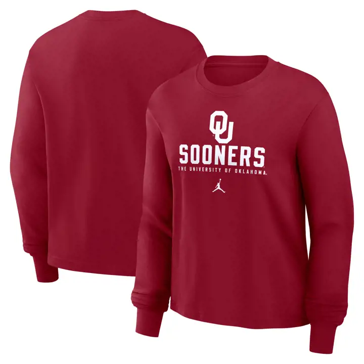 OKLAHOMA SOONERS NCAA T-SHIRT AMPLE À MANCHES LONGUES FEMME 24 rouge cramoisi