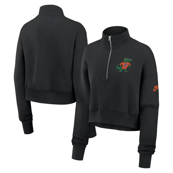 FLORIDA GATORS NCAA HAUT COURT FEMME RETRO 1/4 ZIP POLAIRE 24 noir
