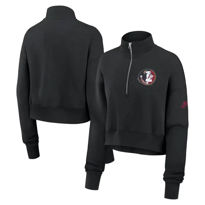 POLAIRE RÉTRO CROP FEMME SEMINOLES DE FLORIDA STATE NCAA QUART DE ZIP