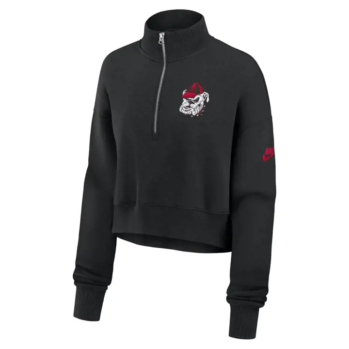 GEORGIA BULLDOGS NCAA CROP RÉTRO FEMME 1/4 ZIP POLAIRE 24 b