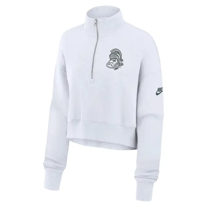 HAUT COURT RÉTRO MOLLETONNÉ ZIPPÉ 1/4 FEMME NCAA MICHIGAN STATE SPARTANS