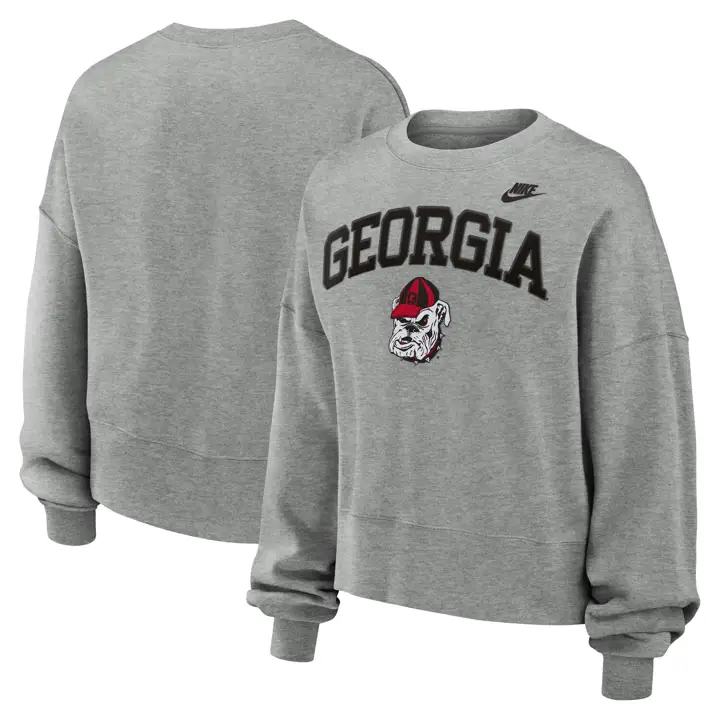 MOLLETON RAS DU COU RÉTRO FEMME NCAA GEORGIA BULLDOGS 24 dkgry