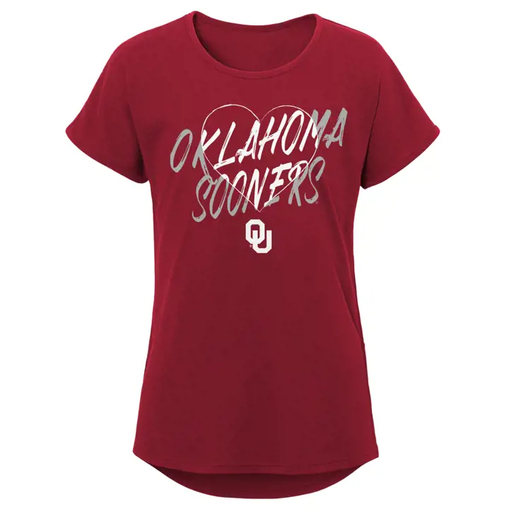 T-shirt Oklahoma Sooners NCAA Slogan Cœur pour jeunes filles 23 cr