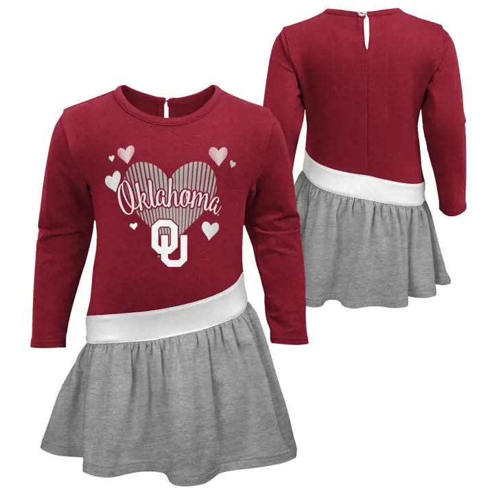 Robe cœur pour bébé fille NCAA Oklahoma Sooners 23 cramoisi