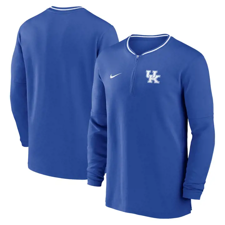Kentucky Wildcats SP et EMB HAUT À MANCHES LONGUES EN TRICOT EN DEMI-FERMETURE ÉCLAIR POUR HOMME COACH rbl