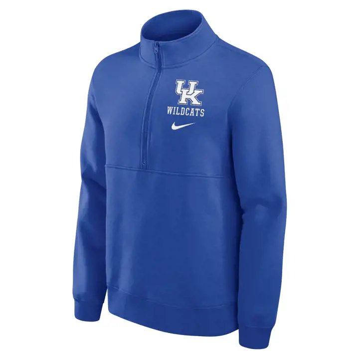 Kentucky Wildcats EMB M NK CLUB LC MASCOT LOCKUP 1/2 ZIP rbl