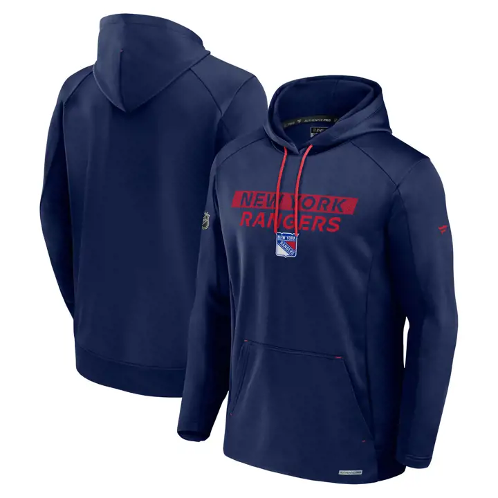 Chandail à capuchon performant New York Rangers LNH SUR GLACE 24 MARINE