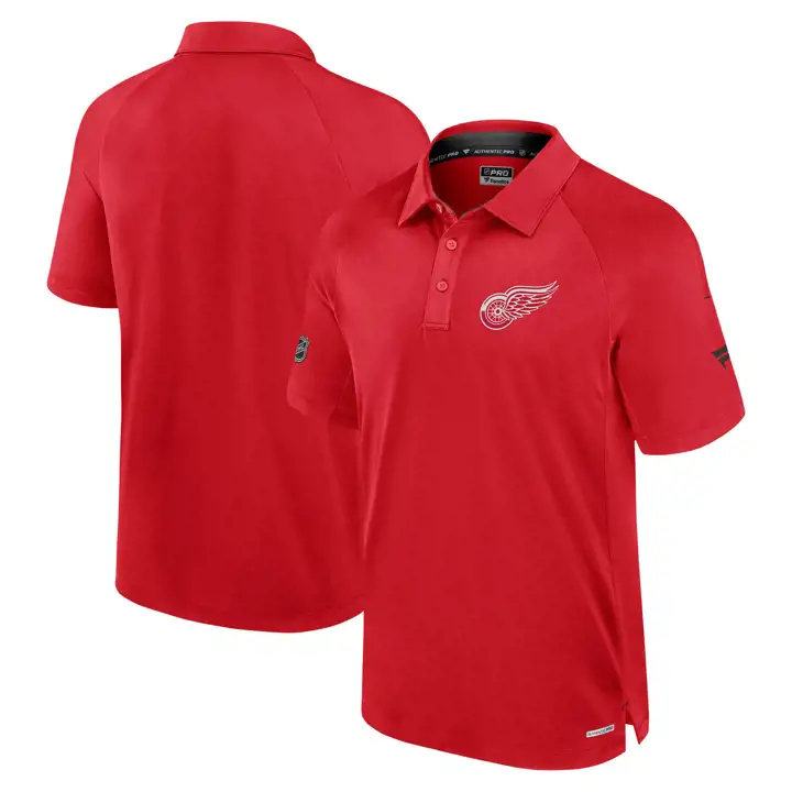Polo de performance LNH Detroit Redwings RINK 24 ROUGE