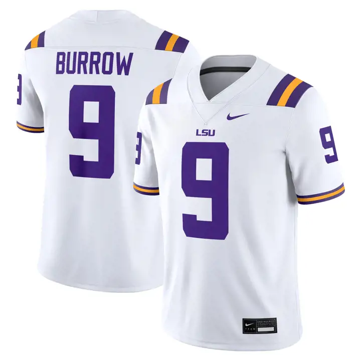 Maillot de Football Réplique L.S.U. Broderie #9 Burrow FA24 blc