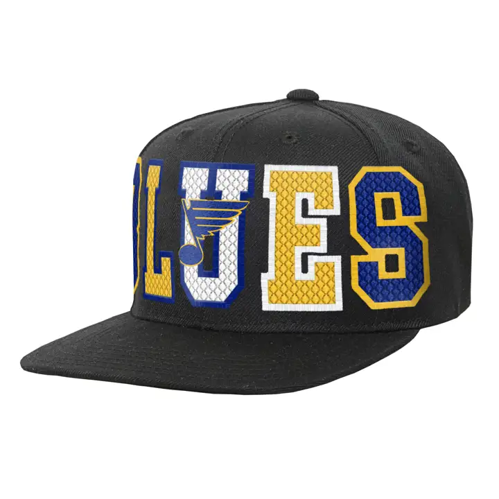 Casquette Snapback plate Blues Varsity noire