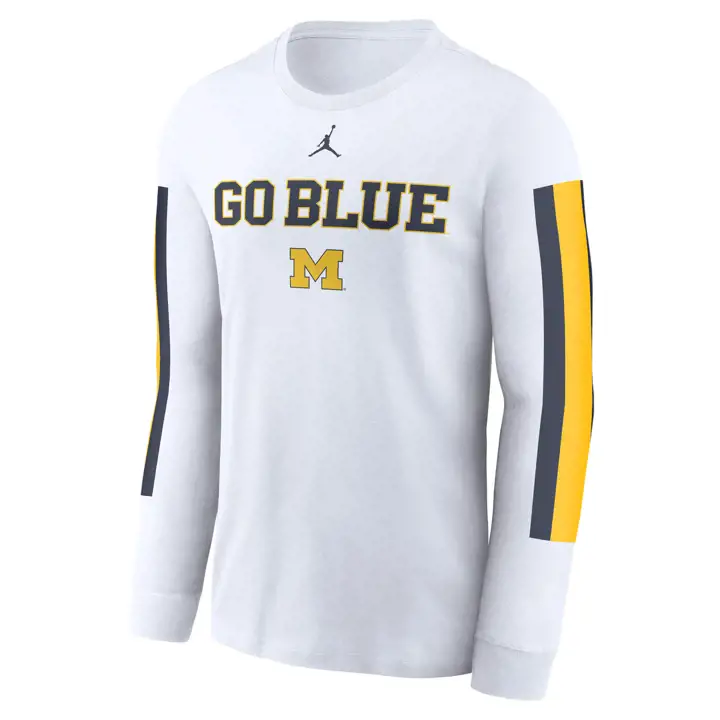 Michigan Wolverines SP M NK COTTON SPIRIT SLOGAN TEE LS wht