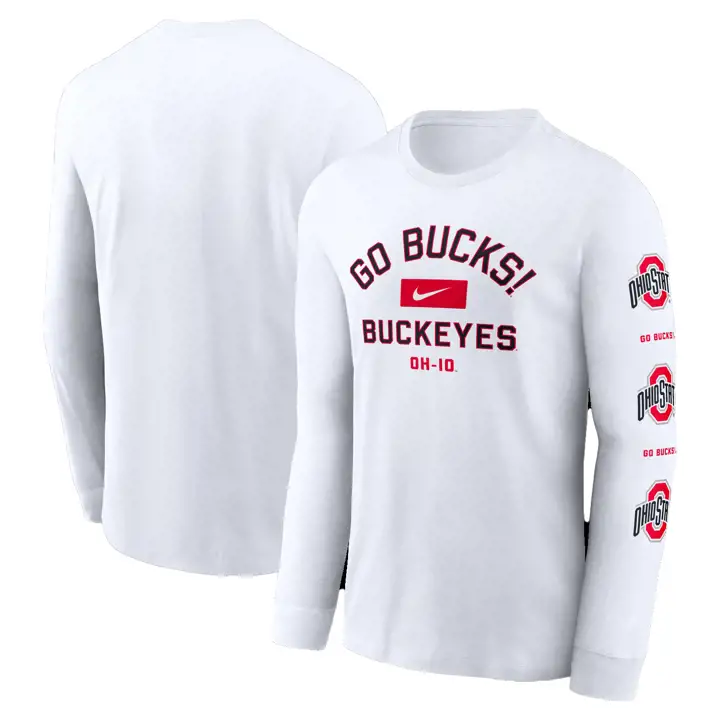 Ohio State Buckeyes SP M NK COTTON SPIRIT SLOGAN TEE LS wht