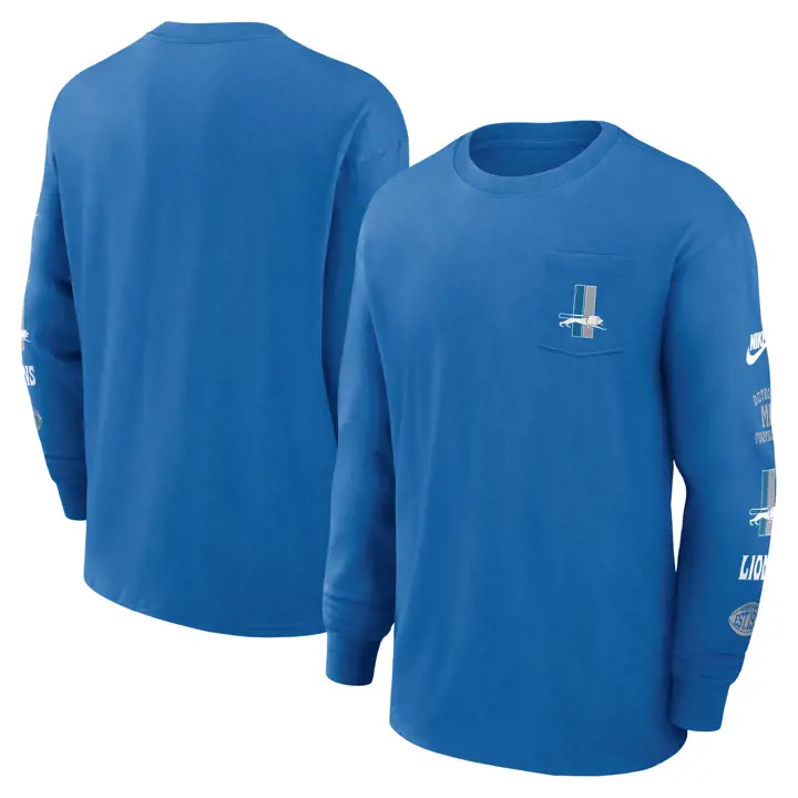Detroit Lions Nike NFL Max 90 Retro Manches Longues Tee 24 BLEU