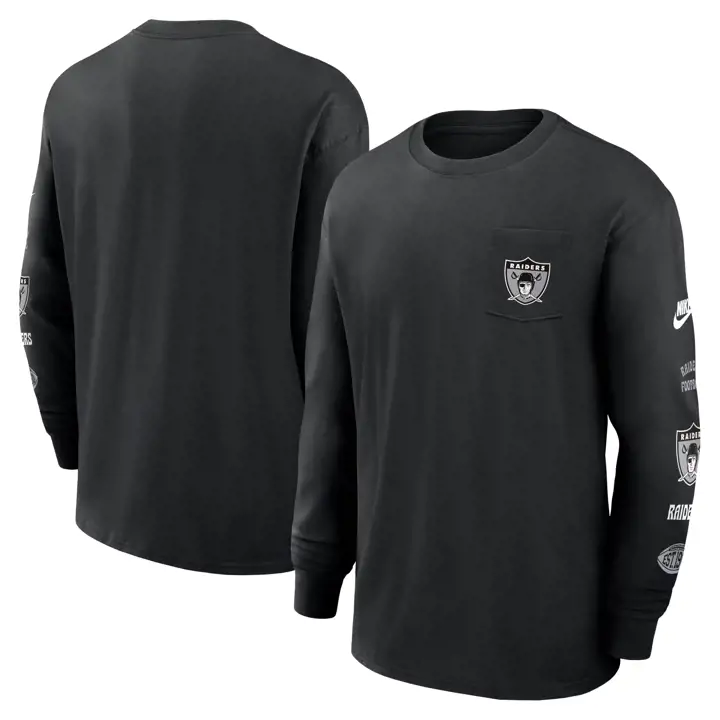 T-shirt Las Vegas Raiders Nike NFL Max 90 Rétro Manches Longues 24 Noir