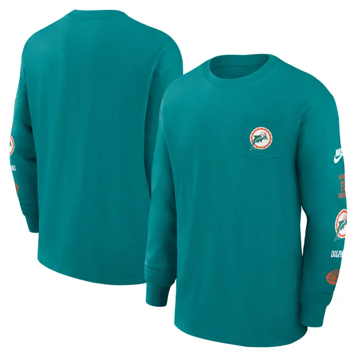 T-shirt Rétro Nike NFL Max 90 des Miami Dolphins (Manches Longues) 24 AQ