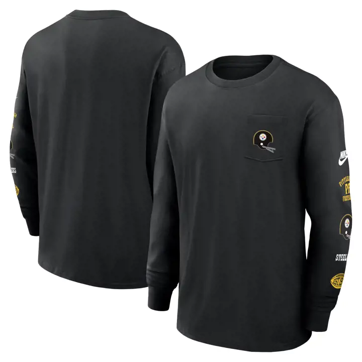 T-shirt Pittsburgh Steelers Nike NFL Max 90 Retro Manches Longues 24 Noir