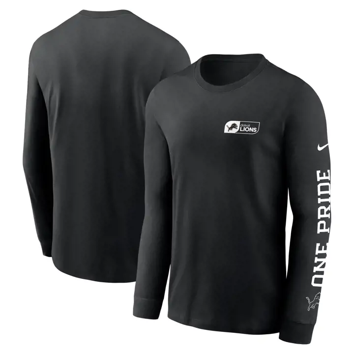 T-shirt à manches longues NFL Nike All Out Essential des Detroit Lions - Noir