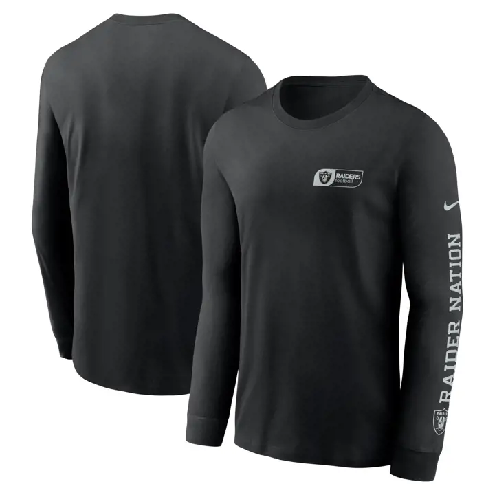 T-shirt à manches longues NFL Las Vegas Raiders Nike All Out Essential Noir