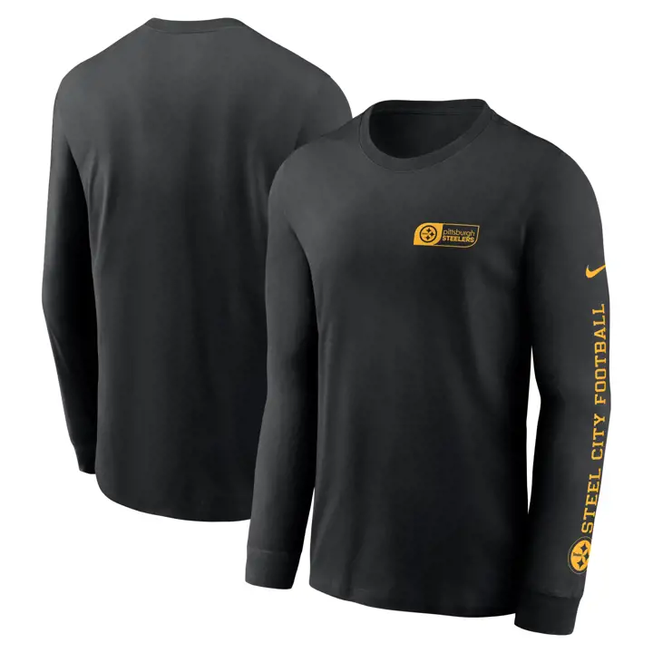 T-shirt à manches longues Pittsburgh Steelers NFL Nike All Out Essential Noir