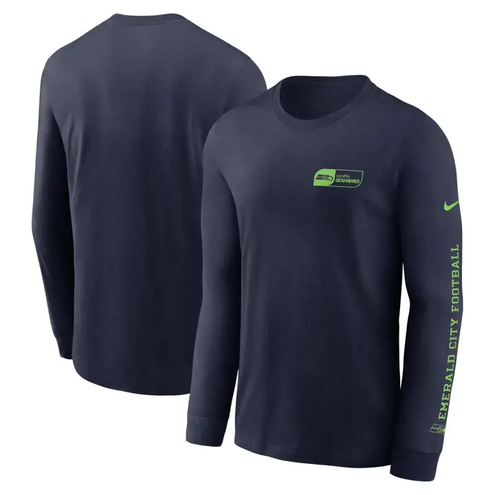 T-shirt à manches longues essentiel Nike Seattle Seahawks NFL All Out Marine