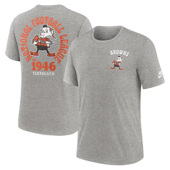 T-shirt Cleveland Browns NFL Nike Rewind Helmet Triblend 24 GRY