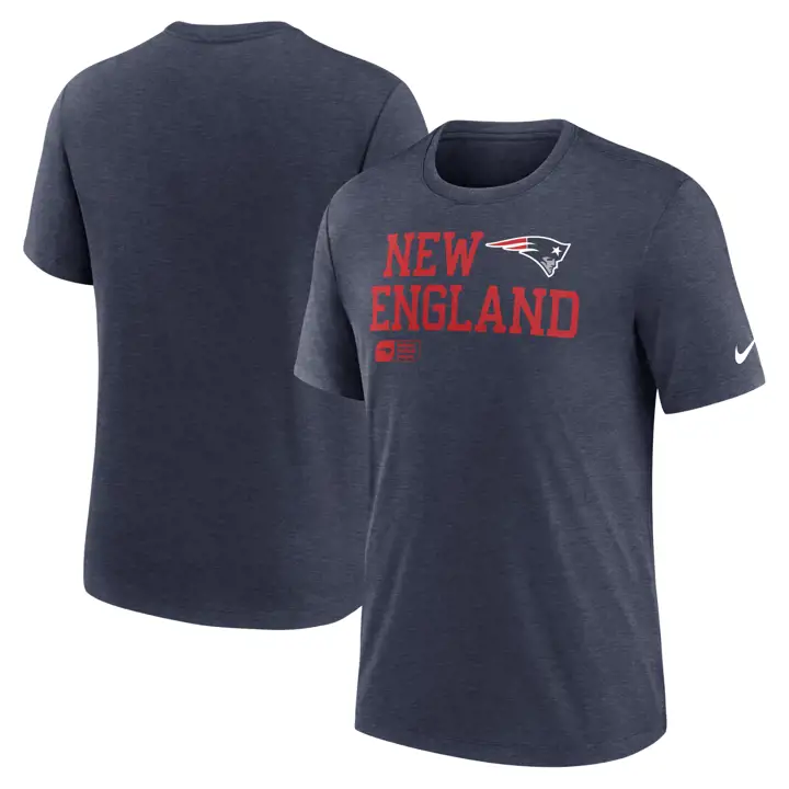 T-shirt mélangé New England Patriots NFL Nike Lockup 24 MARINE