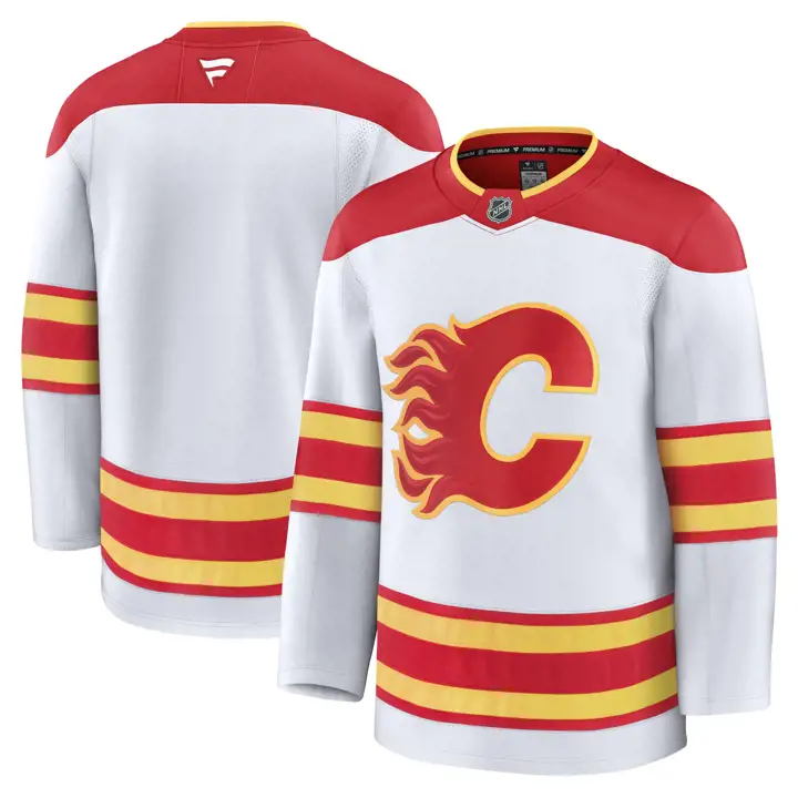Maillot de hockey LNH haut de gamme des Flames de Calgary BLANC