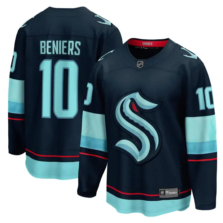 Maillot Fan NHL Seattle Kraken Matty Beniers Bleu marine