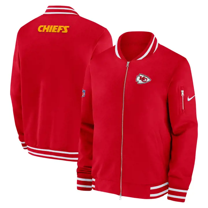 Blouson de coach bomber NFL Nike Kansas City Chiefs 24 ROUGE