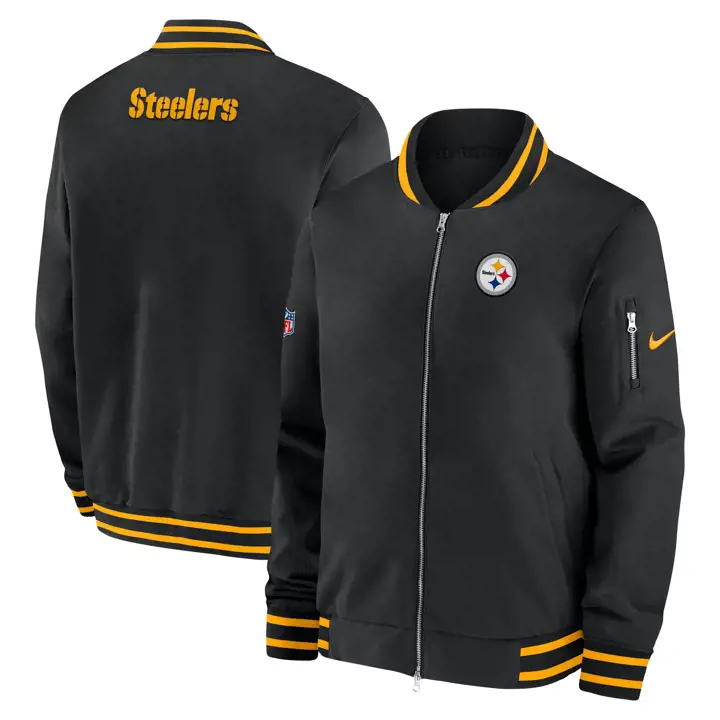 Veste bomber Pittsburgh Steelers NFL Nike Coach 24 NOIRE