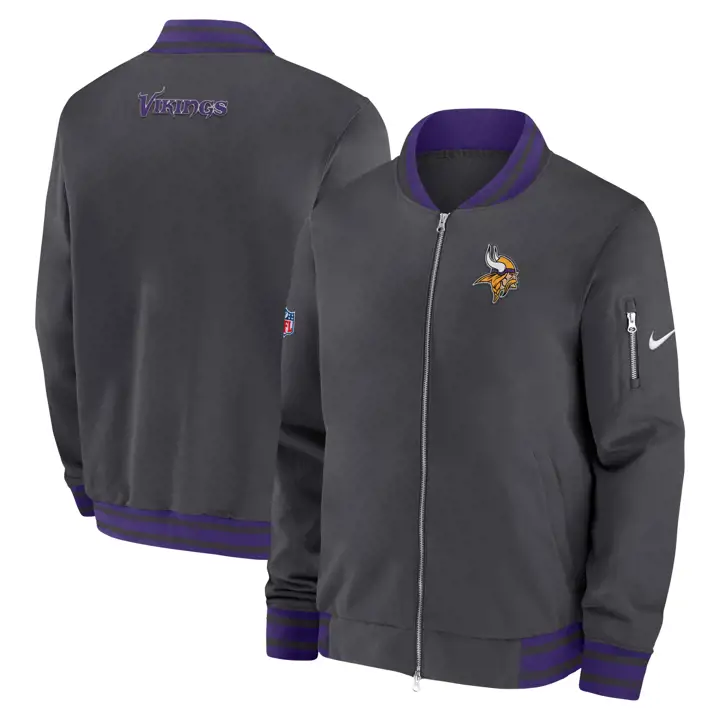 Minnesota Vikings NFL Nike Blouson bomber d'entraîneur 24 ANTHRACITE