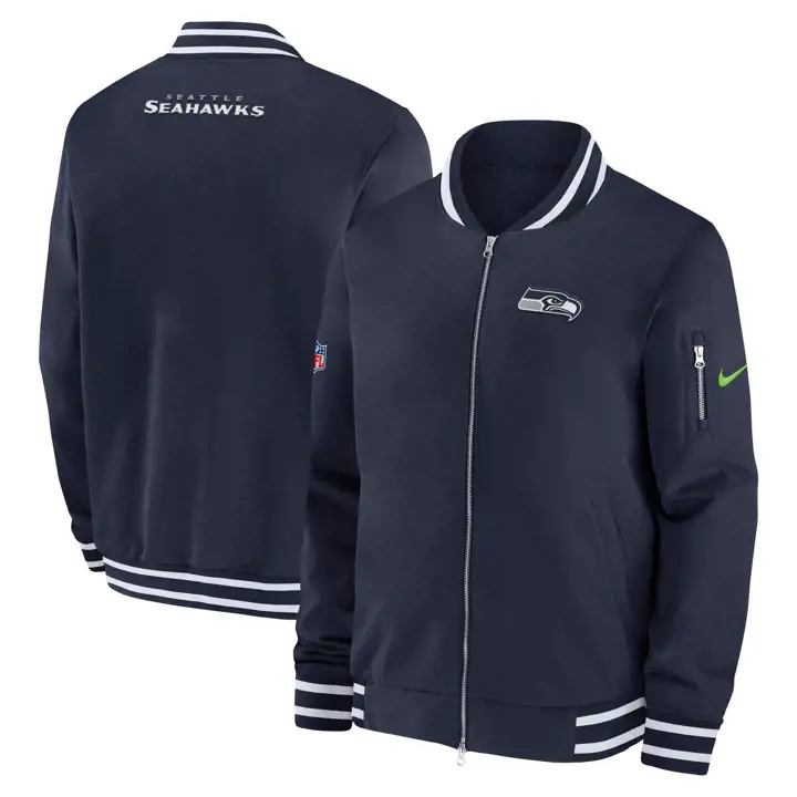 Veste d'entraîneur Bomber NFL Nike Seattle Seahawks 24 MARINE