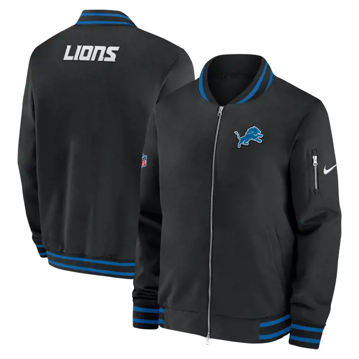 Veste Bomber Nike NFL Coach des Detroit Lions 24 BLK