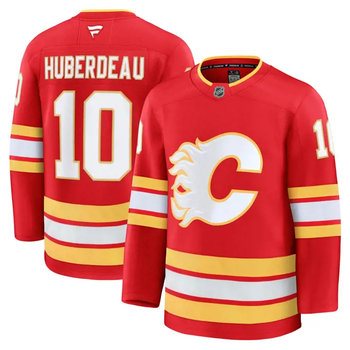 Maillot de joueur Jonathan Huberdeau de première qualité des Flames de Calgary (LNH)