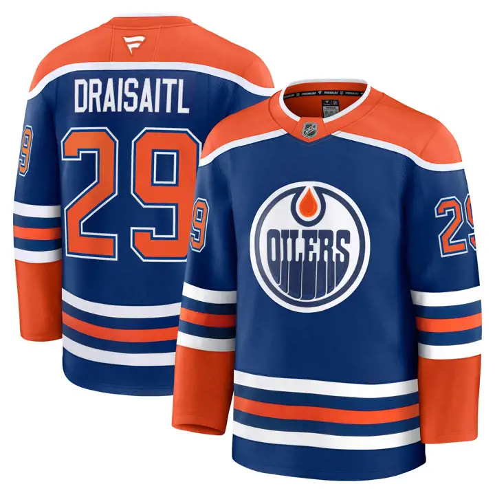 Maillot NHL Premium joueur Edmonton Oilers Leon Draisaitl BLEU
